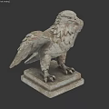 Detailed Stone Eagle Landscape Sculpture With Spread Wings And Square Base