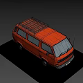 Vintage Orange Van Design With Roof Rack And Retro Window Decals