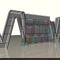 Modern Display Cabinet with Colorful Storage Compartments and Geometric Frame Design