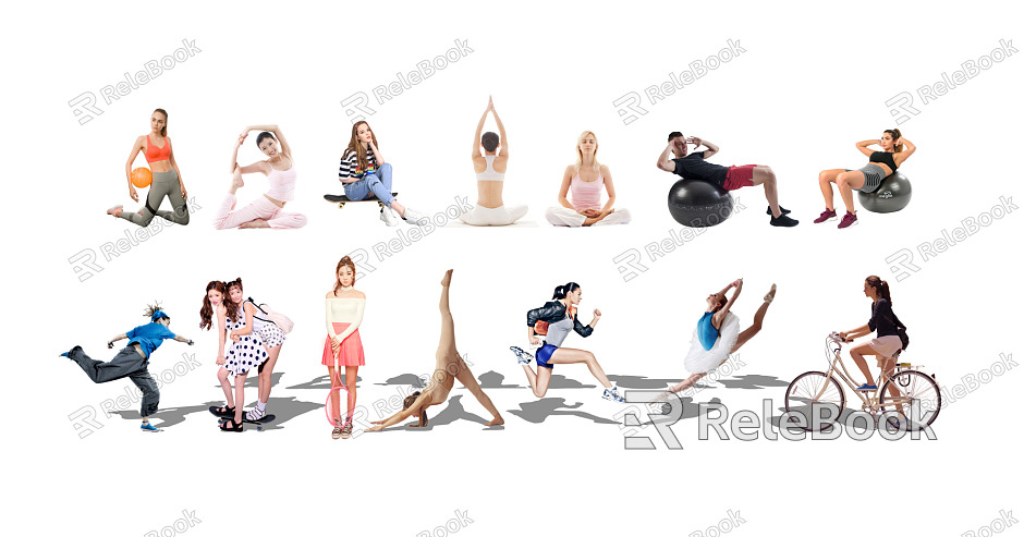 Modern Multiplayer Sports Figure Dance Yoga Fitness model