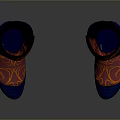 Colorful Socks With Blue Base And Intricate Orange Red Patterns For Modern Fashion