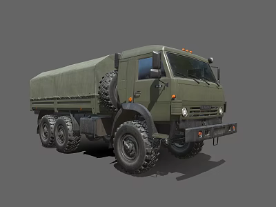 Green Military Style Utility Truck With Canvas Cover And Large Off Road Tires 3d model