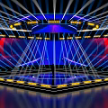 Stage Setup With Bright Lights And Colorful Backdrop