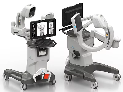 Medical Imaging Equipment With Mobile Stands Monitors And Wheels For Clinical Use 3d model