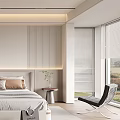Modern Bedroom Interior Design With Bedhead Wall Wooden Flooring And Natural Light