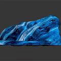Cartoon Ice Cave Scene with Black Stones Blue Water Surface Icicles and Round Entrance