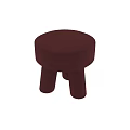 Burgundy Woven Stool With Round Seat And Three Cylindrical Legs Modern Design
