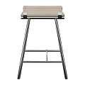 Modern Bar Stool With Stainless Steel Frame And Beige Leather Seat