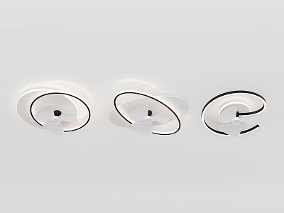 Three White Modern Minimalist Ceiling Lights With Black Ring Decoration 3d model