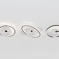 Three White Modern Minimalist Ceiling Lights With Black Ring Decoration 3d model