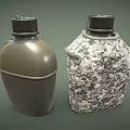 Camouflage Pattern Cover Canteen with Buttons and Green Metal Canteen with Chain