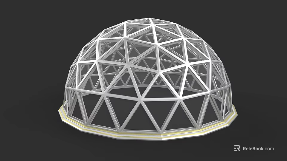 Garden Landscape With Geometric Dome Metal Frame Architectural Structure 3d model 