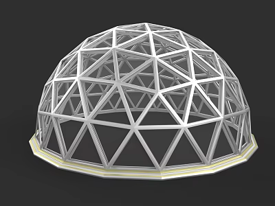 Garden Landscape With Geometric Dome Metal Frame Architectural Structure 3d model