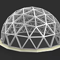 Garden Landscape With Geometric Dome Metal Frame Architectural Structure
