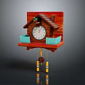 Clock Wall Clock Retro Clock Retro Clock Large Clock Pendulum Furnishings 3d model