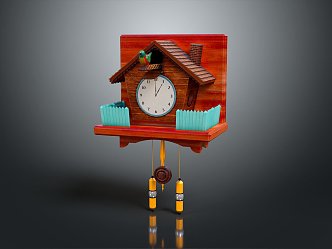 Clock Wall Clock Retro Clock Retro Clock Large Clock Pendulum Furnishings 3d model