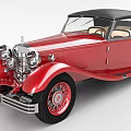 Classic Red Convertible Car With Vintage Design And Black Soft Top