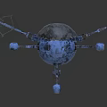 Sci Fi Blue Spherical Robot Creature With Mechanical Arms And Legs 3d model