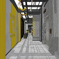 Modern Fitness Gym Interior With Yellow Black Equipment And BE STRONG Floor