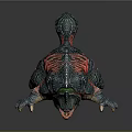 Fantasy Mythical Creature with Green Red Skin Open Mouth Sharp Teeth Claws Detailed 3D Sculpture