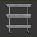 Practical Three Tier Metal Storage Cart With Orange Handles And Rolling Wheels