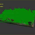 Colorful 3D Cartoon Scene of Village with Red Buildings Green Trees and Blue Domes