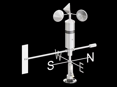Industrial Equipment Wind Vane With N E S W Direction Indicators And Anemometer Cups 3d model
