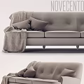 Gray Sectional Sofa With Modern Design Soft Pillows And Cozy Blanket 3d model