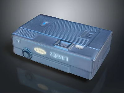 Vintage Blue Portable Computer With Keyboard Area Buttons And Brand Logo 3d model