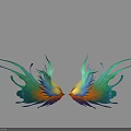 Colorful Symmetrical Wings With Vibrant Blue Green Orange Feather Design