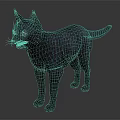 Detailed Black Cat with Orange Eyes Standing on Gray Background 3D Rendering 3d model