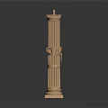High Quality Copper Decorative Hardware Tool 3D Model With Spiral Design And Column Structure 3d model