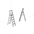 Two Silver Aluminum Step Ladders For Home Maintenance And Repair Tasks