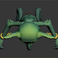 Green Goblin Game and Movie Character With Long Nose Pointed Ears Brown Shorts Yellow Bracelets