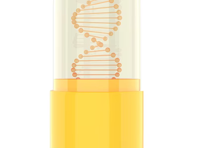 Medical Device for DNA Sample Collection with Yellow Container and Helical Structure 3d model
