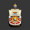 Kids Colorful Toy Pirate Ship With Decorative Flags And Playful Design