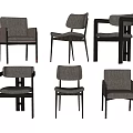 Modern Dining Chairs Collection With Various Styles Gray Upholstery And Dark Sturdy Frames 3d model