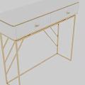 Elegant Modern Vanity Table With White Top And Gold Metal Frame Design 3d model