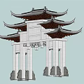 Chinese style archway antique archway characteristic building entrance marker Chinese style 3d model