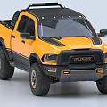 Yellow And Black Off Road Pickup Truck With Roof Rack Front Grille And Large Tires