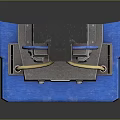 Industrial Mechanical Device With Red Indicator Lights Blue Cables And Blue Base