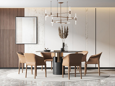 Modern Dining Table and Chair Combination 3d model