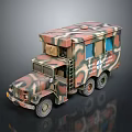 Camouflage Painted Military Vehicle Model With Detailed Body And Multi Wheel Design