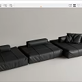 Modern Black Leather Sectional Sofa With Soft Pillows And Modular Design 3d model