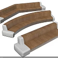 Curved Wooden Landscape Seats With Concrete Base For Outdoor Garden Use