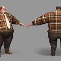 3D Animated Game Character With Plaid Shirt Brown Pants And Belt