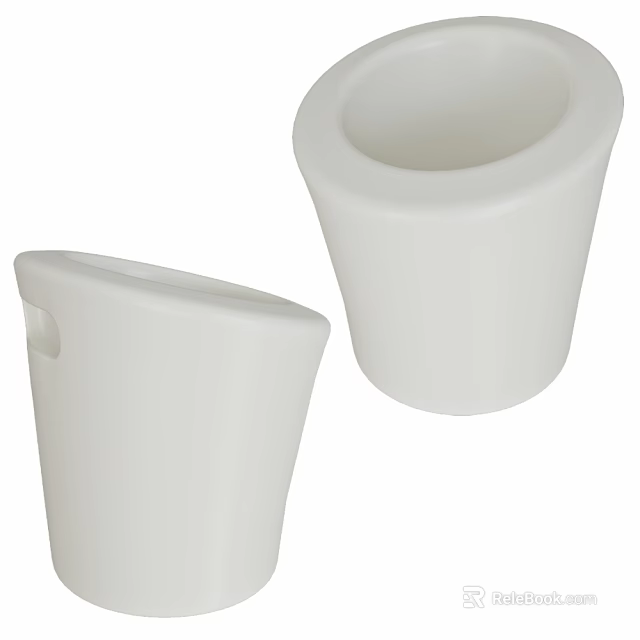 White Modern Plastic Containers With Smooth Surface And Open Top For Home Storage 3d model