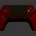 Red Textured Game Controller With Colorful Buttons Joysticks And Ergonomic Grip