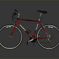 Red Classic Bicycle With Black Seat And Silver Rims On Display Stand
