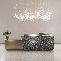 Light Luxury Information Desk Modern Information Desk Front Desk Reception Desk Reception Front Desk Bar Combination Chandelier 3d model